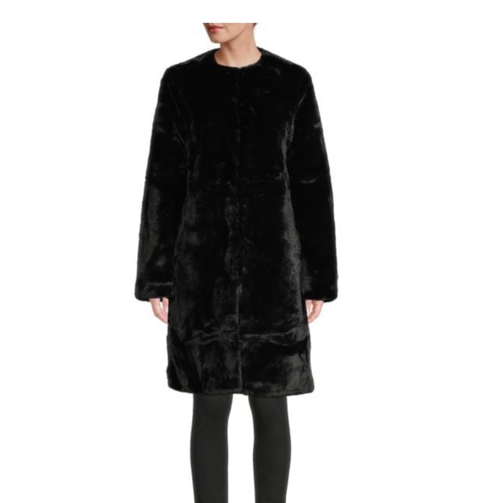 Apparis black faux fur coat